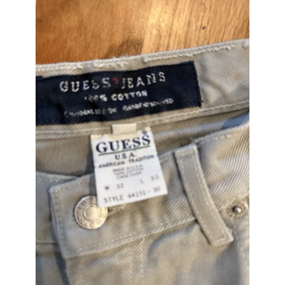 Vtg 90's Guess Jeans Men 32  Khaki Tan Button Fly Relaxed Baggy USA Y2k - Picture 2 of 11